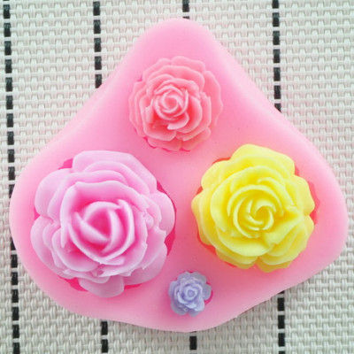 Khuôn silicon làm bánh, rau câu, socola 4 hoa hồng – Mã số 1045