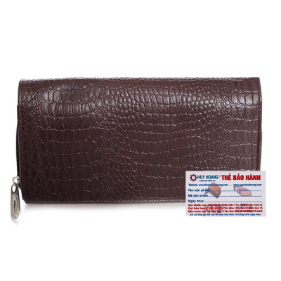 HJ3132-33-34 - Bóp nữ vân cá sấu Huy Hoàng nhiều ngăn màu da, đen, nâu