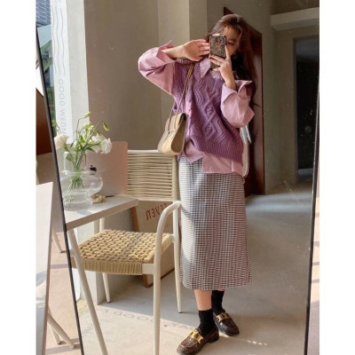 Áo gile len màu tím thời trang Korea