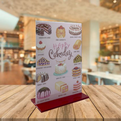 Kệ menu nhà hàng, Standee mica để bàn, Bảng quét mã QR Code, Kệ mica 2 mặt Enter E06 210x300mm đế lùa A4