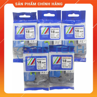 Nhãn In TZ2-FX241 - Đen nền trắng 18mm x 8m - Dùng cho máy in BROTHER - AIMO - PUTY [Hàng nhập khẩu]
