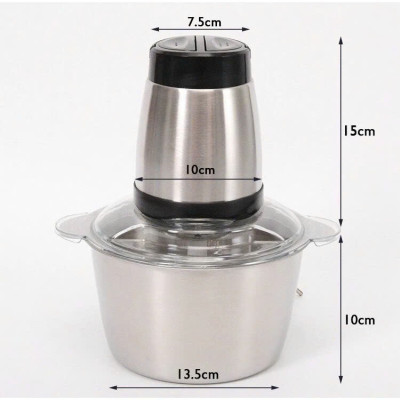 Máy Xay Thịt Đa Năng Cối Inox 2 Lít Dao Thép 4 Lưỡi Siêu Khoẻ - Hàng nhập khẩu