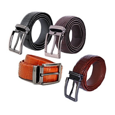 HP4757-58-59-60 - Thắt lưng nam da cá sấu Huy Hoàng  4P đầu kim màu đen, nâu đất, nâu đỏ, vàng