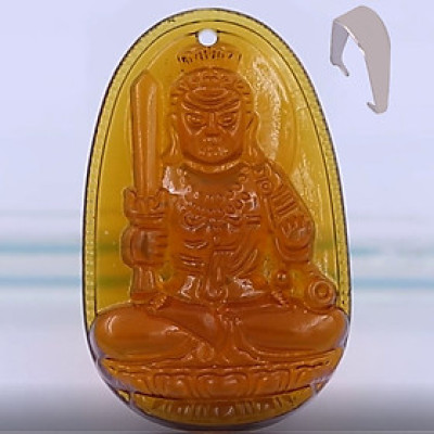 [Tuổi Dậu] Mặt Dây Chuyền Phật Bất Động Minh Vương Đá Pha Lê Trà 3.6cm - Mặt Size Nhỏ - Tặng Kèm Móc Inox - Phong Thủy 868 - May Mắn - Bình An