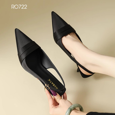 Giày cao gót nữ quai sau ROSATA RO722 - 6p - Đen, Hồng - HÀNG VIỆT NAM-BKSTORE