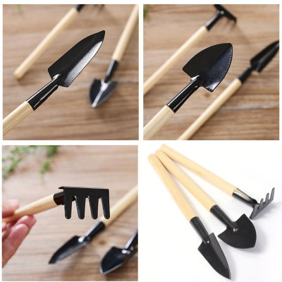 Bộ Dụng Cụ Làm Vườn Mini 3 Món (Cuốc, Xẻng, Cào) Cán Gỗ Tiện Lợi Cho Việc Trồng Chăm Sóc Cây Cảnh, Sen Đá, Xương Rồng, Bonsai