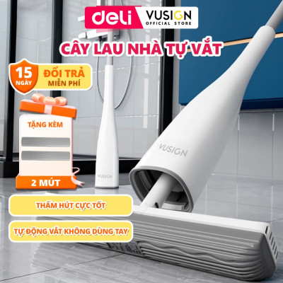 Cây lau nhà mút xốp cao su tự vắt thông minh DelixVusign cao cấp siêu thấm hút tiện lợi dễ dàng vệ sinh mọi ngóc ngách