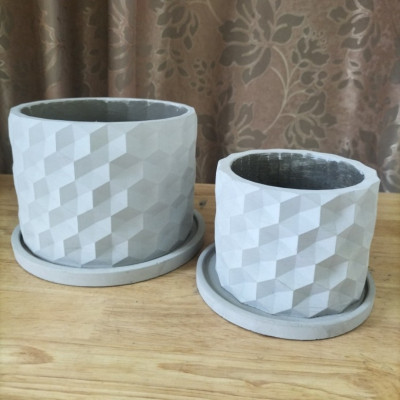 Chậu xi măng cao cấp ORIGAMI, đường kính 15x11cm, chậu trồng cây để bàn làm việc , chậu cây decor văn phòng, quán ăn, ban công  Cement pots 