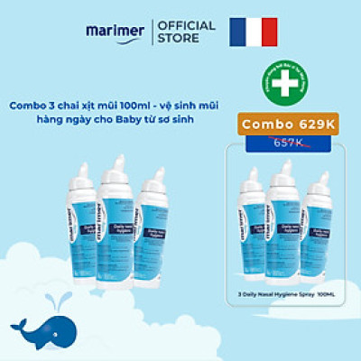 Combo 3 Chai Xịt Mũi Nước Biển Sâu Marimer - Vệ Sinh Hàng Ngày Dành Cho Trẻ Sơ Sinh