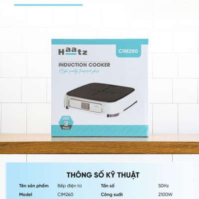 Bếp Từ Đơn Haatz CIM260 Màn Hình Led, 2100W Mặt Kính Ceramic, 9 Mức Nhiệt, Hẹn Giờ - Hàng Chính Hãng