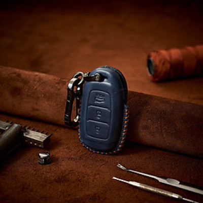 Bao Da Ép Phom Chìa Khóa Handmade Hyundai Kona da bò thật - hàng chính hãng