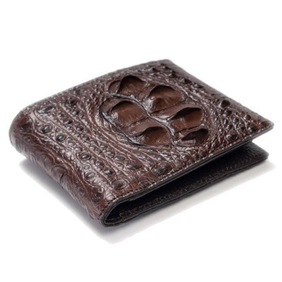 HC2241 - Bóp nam Huy Hoàng da cá sấu nguyên con màu nâu đất