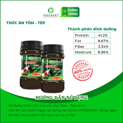 Thức ăn Tôm Tép cảnh GREENABC - Protein 40, kích màu, lên màu đẹp, dễ tiêu hóa, tăng đề kháng - Hộp 68g