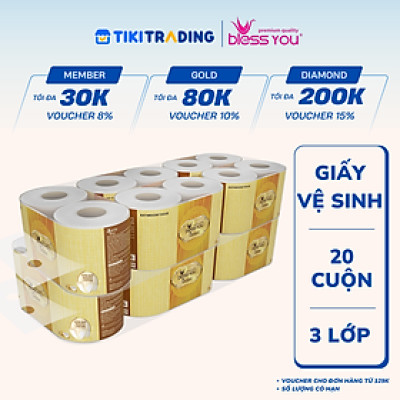 Combo 2 Lốc Giấy vệ sinh Bless You Lamour 2 (Lốc 10 cuộn)