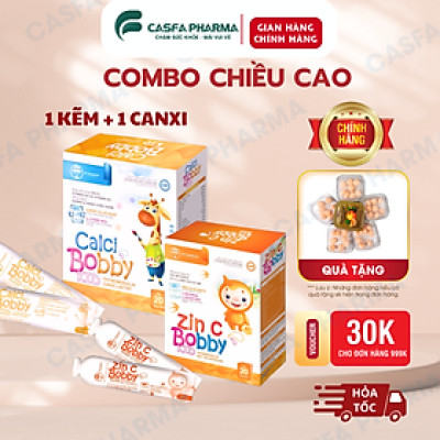 Combo Canxi hữu cơ cho bé CANXIBOBBY và 1 Kẽm ZIN C BOBBYKID TW Hanopharco