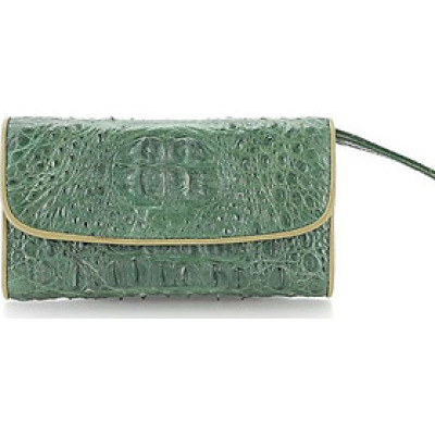 Ví nữ da cá sấu Huy Hoàng 3 gấp nguyên con màu xanh rêu HT3228