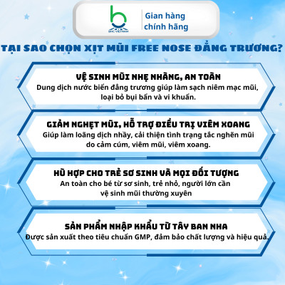Xịt Mũi Free Nose Đẳng Trương Vệ Sinh Mũi Hằng Ngày Dành Cho Trẻ Sơ Sinh - Chai 120ml