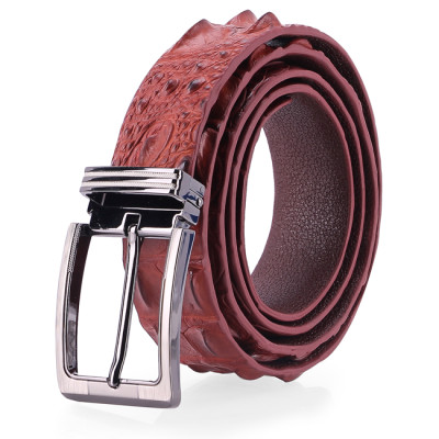 HC4219-4220-4739-4740 - Thắt lưng nam da cá sấu Huy Hoàng nguyên con 3,5P đầu kim màu đen, nâu đất, nâu đỏ