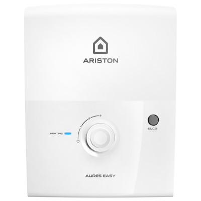 AURES EASY 4.5P Máy nước nóng trực tiếp Ariston AURES EASY 4.5P Bơm trợ lực, Cầu dao chống rò điện ELCB, Vỏ chống thấm [Hàng Chính Hãng]