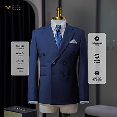 [CLASSY 1] Nguyên bộ suits 2 mảnh XANH 6 KHUY 3 TÚI, vải cashmere, form chuẩn