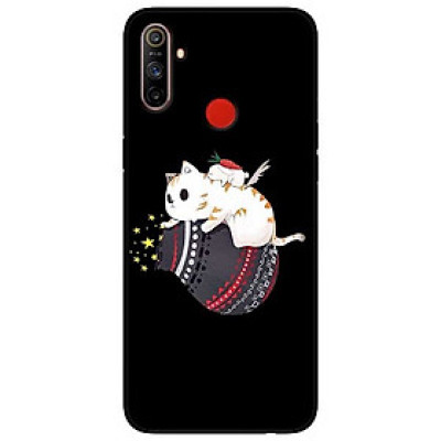 Ốp lưng dành cho Realme C3 mẫu Mèo Trắng Ôm Túi