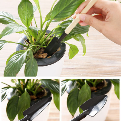 Bộ Dụng Cụ Làm Vườn Mini 3 Món (Cuốc, Xẻng, Cào) Cán Gỗ Tiện Lợi Cho Việc Trồng Chăm Sóc Cây Cảnh, Sen Đá, Xương Rồng, Bonsai