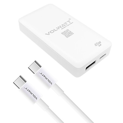 Củ sạc nhanh siêu mỏng Volwatt GE-45GS-C-A-MF 45W GaN Fast Charger  - Hàng Chính Hãng Full box