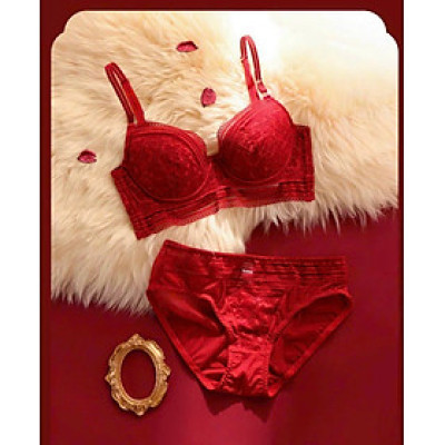 Bộ Đồ Lót Nữ Có Gọng Không Mút Ren Hoa Lưng Chữ U Thấp Gợi Cảm - VB249