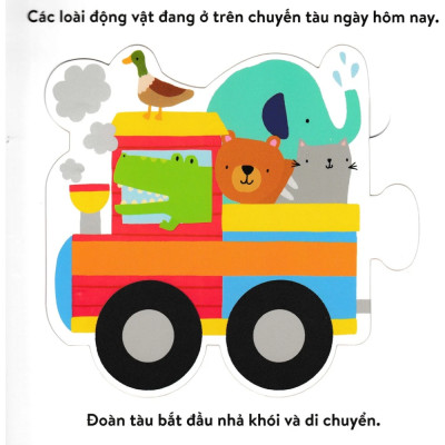 Chuyến tàu của các loài động vật- Bộ sách đồ chơi - Giúp bé phát triển từ vựng và nhận biết màu sắc