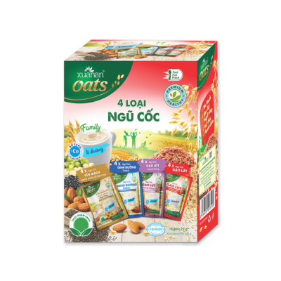 Combo 11 Hộp 4 Loại Ngũ Cốc Xuân An [ít đường] 400G {25g*16 gói}