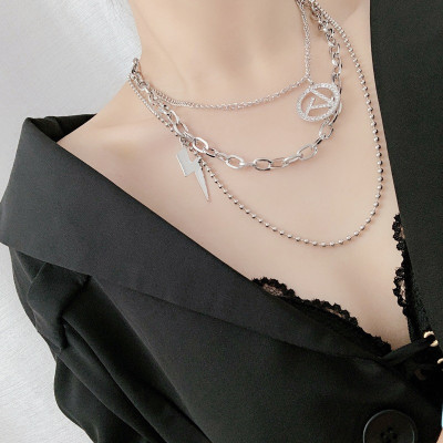 Vòng cổ nam nữ titan 3 lớp ngẫu hứng tia set phối đồ cá tính