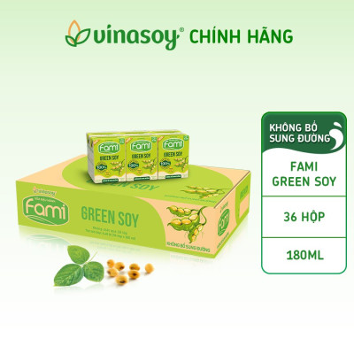 Thùng sữa đậu nành Vinasoy Fami Green soy không bổ sung đường (36 hộp x 180ml)