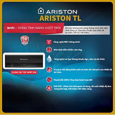 BÌNH NƯỚC NÓNG GIÁN TIẾP 30 LIT CÓ WIFI ARISTON SLIM3 30 TOP WIFI - Hàng chính hãng