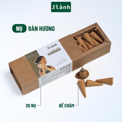 Nụ Thủ Công Đàn Hương 3 Lành Hộp 20 Nụ 100 % Tự Nhiên Tặng Kèm Đế Chăm, Không Hóa Chất, Xông Thơm