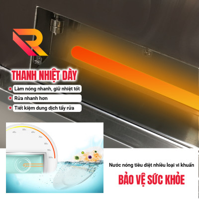 Máy rửa bát sóng siêu âm nhà hàng Rama RB800 dung tích 108L - Hàng chính hãng