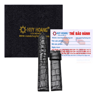 Dây đồng hồ da cá sấu Huy Hoàng size 16, 18, 20 màu đen, nâu đất, vàng, nâu đỏ HT8201-02-03-05