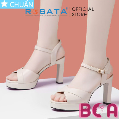 Giày sandal nữ cao gót 8p RO598 màu đen ROSATA tại BCASHOP kiểu dáng công sở thanh lịch và sang trọng