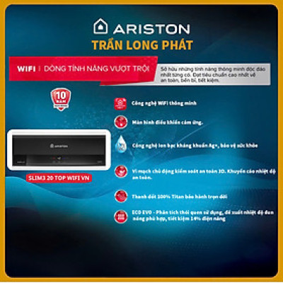 Bình nước nóng gián tiếp có WIFI 20 lít Ariston SLIM3 20 TOP WIFI - HÀNG CHÍNH HÃNG