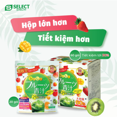 Bột lá đại mạch non, rau xanh và trái cây S Select Nhật Bản ( hộp 60 gói)