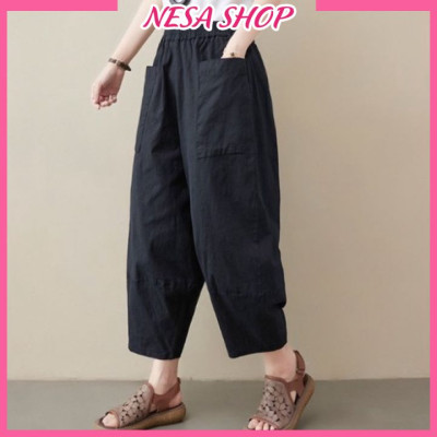 Quần nữ ống rộng lưng chun NeSa Shop, quần kiểu nữ form rộng bigsize chất liệu cao cấp mềm nhẹ mát QNH.65