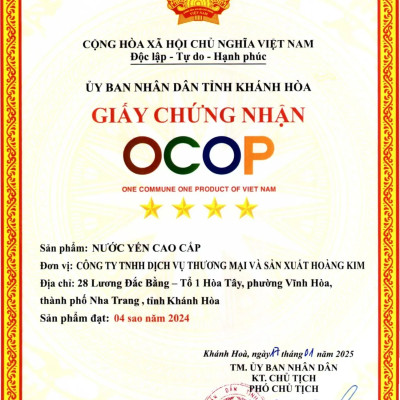 Nước Yến Cao Cấp Yến Sào Hoàng Kim - Hương Vị Lá Dứa Thanh Mát, Giải Nhiệt & Bồi Bổ - Chuẩn OCOP 4 Sao (Hộp 1 Hũ x 70ml)