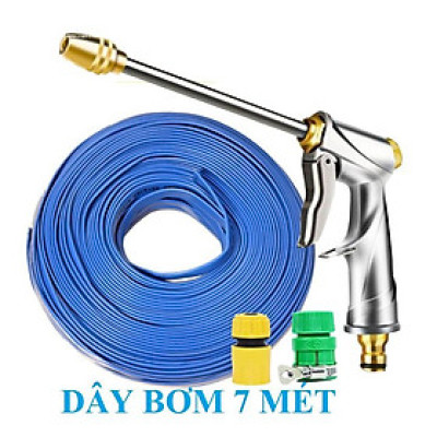  Bộ dây vòi xịt nước rửa xe, tưới cây . tăng áp 3 lần, loại 7m, 10m 206701-2 đầu đồng,cút,nối vàng+ tặng móc khoá