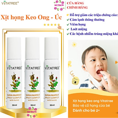 Xịt keo Ong Vitatree Super Propolis Spray Complex tăng sức đề kháng, kháng khuẩn, nấm, giảm viêm họng, ho, nhiệt miệng - QuaTangMe Extaste