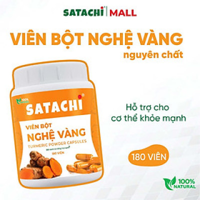 Viên Bột Nghệ Nguyên Chất SATACHI – 100% Nghệ – Dạng Viên Tiện Lợi – Hộp 180 viên