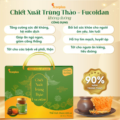 [LOẠI THƯỢNG HẠNG] Nước chiết xuất trùng thảo fucoidan không đường SCORIUS 420ml bồi bổ sức khỏe