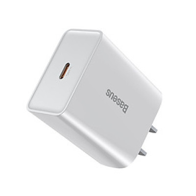 Củ sạc nhanh 3A/PD20W Baseus chân dẹt kèm 1 cổng kết nối Type-C dành  cho Smartphone ( 2 màu ) - Hàng chính hãng