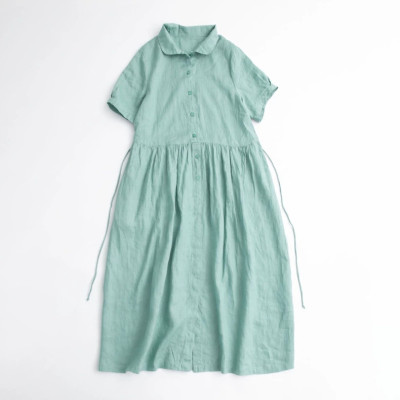 Đầm váy thiết kế cổ  sơ mi, chất linen thoải mới, dễ mặc,  siêu xinh mẫu mới