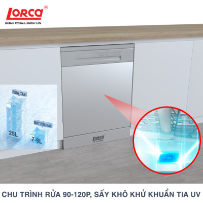 Máy Rửa Bát 13 Bộ LORCA TA 918DWS - Hàng Chính Hãng Cao Cấp Nhập Khẩu Malaysia Bền Bỉ Tiết Kiệm Điện