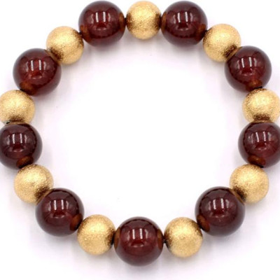 Chuỗi đeo tay đá vân rồng nâu 12 ly VVRNHVM1 - hợp mệnh Kim, mệnh Mộc