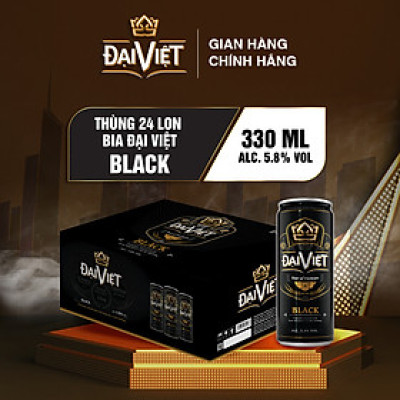 [Thùng (24) lon 330ml] Bia Black Đại Việt, Bia đen sản xuất theo luật bia tinh dòng của Bia Đức, không hóa chất, Bia việt dành cho người có gu